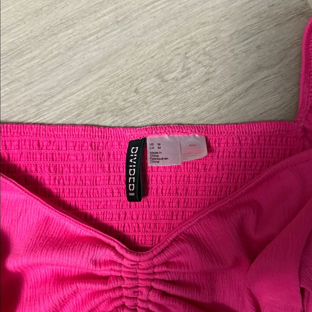 H&M Fuchsia Long Sleeve Ruched Top